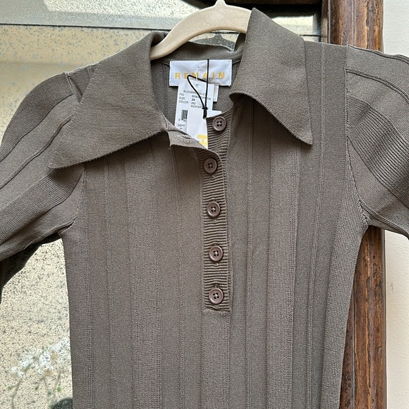 NWT Remain Birger Christensen Evial Knit Polo Dress Sz 34/ US 2 Olive - Picture 6 of 7